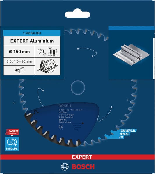 BOSCH Kreissägeblatt Expert for Aluminium, 150 x 20 x 2,6 mm, 42