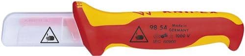 KNIPEX Kabelmesser L.190mm Klingen-L.50mm Klingenrücken m.Ku.-Überzug VDE68g Mehrkompgr