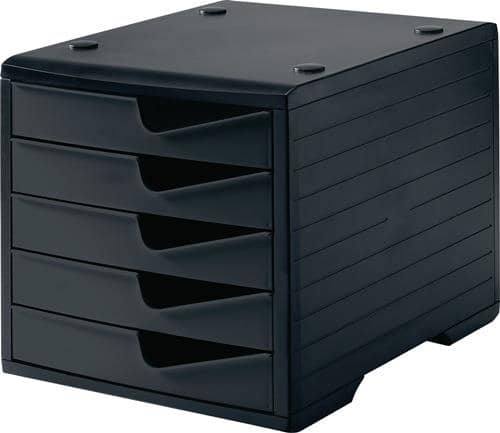 STYRO Ablagebox 5 Schubl.schwarz/schwarz Polystyrol H255xB270xT340mm STYRO