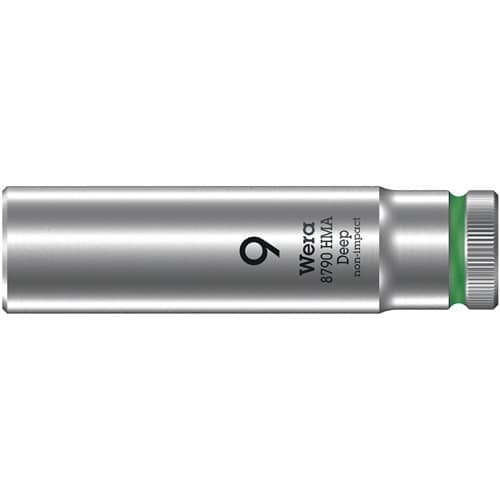 WERA Steckschlüsseleinsatz 8790 HMA Deep Außen-6-kant SW9mm 4-kant 1/4Zoll CrV L.50mm