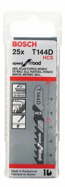 BOSCH Stichsägeblatt T 144 D Speed for Wood, 25er-Pack