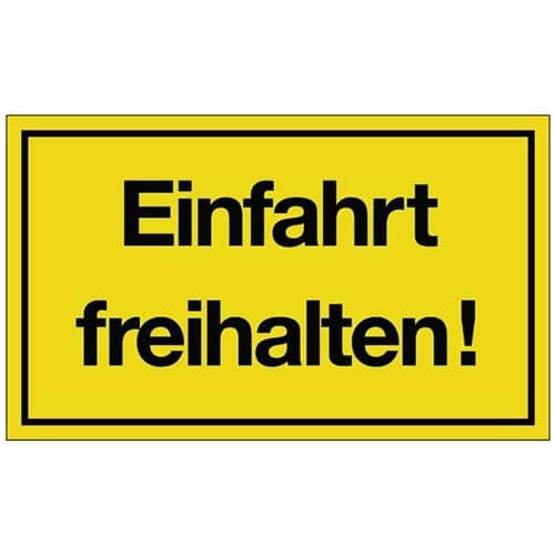 Hinweiszeichen Einfahrt freihalten! L250xB150mm gelb schwarz Ku.