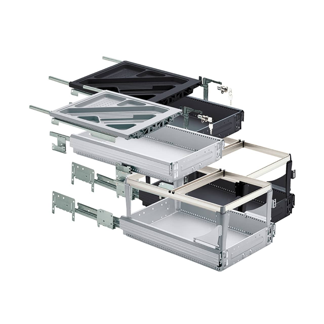 HETTICH Schreibtischcontainer Komplett-Sets -Einbaubreite 392 mm -Raster 32 mm,
