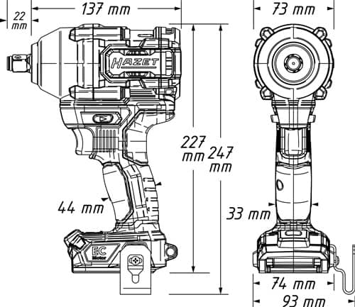 HAZET Akku-Schlagschrauber 9512-950 18V 12,5mm (1/2Zoll) 4-kt.750 Nm HAZET