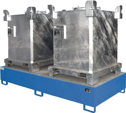 BAUER Auffangwanne Auffangvol.1000l L2650xB1300xH435mm Stahlbl.m.Gitterrost lichtblau