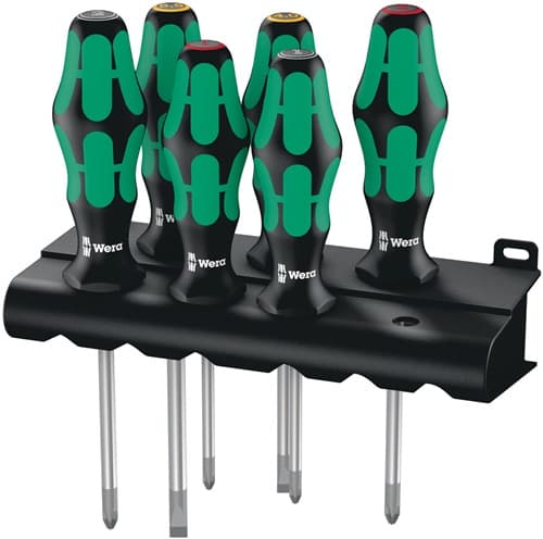 WERA Schraubendrehersatz 335/350/355/6 6-tlg.Schlitz/PH/PZD 2K-Griff Rundkl.WERA