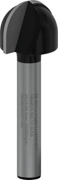 BOSCH Hohlkehlfräser 6 mm, R1 8 mm, D 15,9 mm, L 12,3 mm, G 45 mm