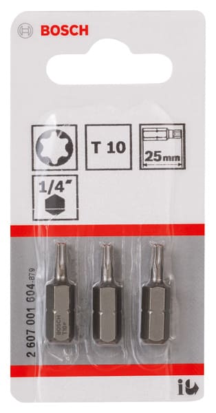BOSCH Schrauberbit Extra-Hart T10, 25 mm, 3er-Pack