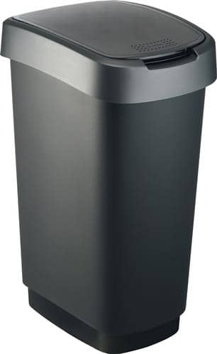 ROTHO Wertstoffsammler TWIST 50l H602xB298xT401mm schw.Deckelrand dunkelsilber ROTHO