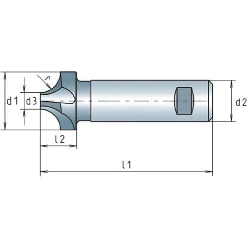 MAYKESTAG Viertelkreisprofilfräser DIN 6518B TypN R.6mm D.20mm HSS-Co Weldon