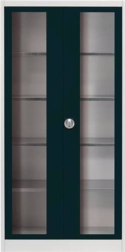 MAUSER Flügeltürenschrank m.Sichtfenster H1950xB950xT420mm lichtgrau/anthrazitgrau 4 BD