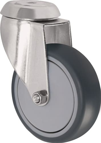 TECWERK Lenkrolle D.50mm Trgf.50kg m.Rückenloch Kugell.Gum.grau TECWERK