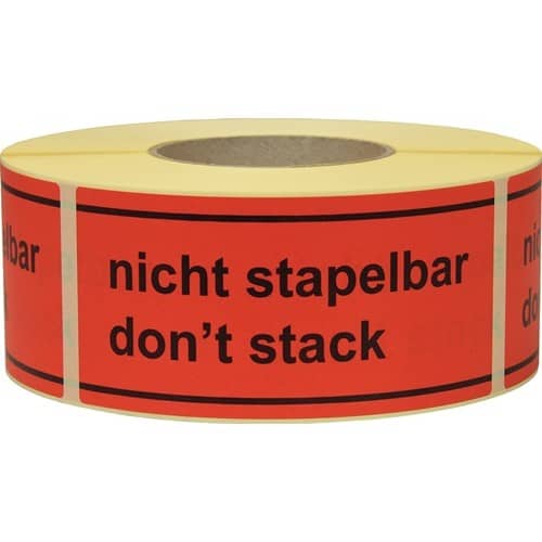 TRANSPAK Hinweisetikett Nicht stapelbar L.145 mm,B.70mm rot 1000 St./Rolle TRANSPAK