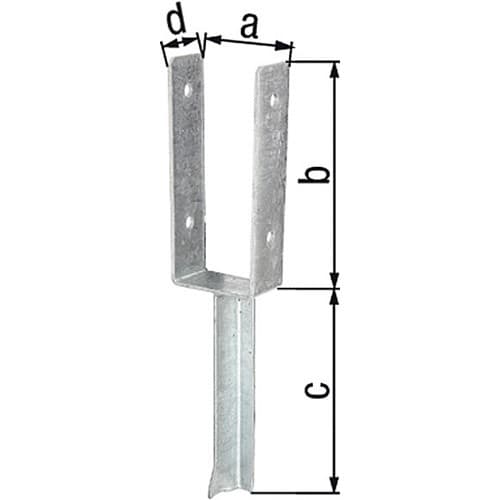 GAH U-Pfostenträger ETA-10/0210 101x200x200x50mm TZN m.Betonanker a.T-Eisen GAH