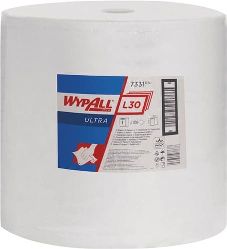 KIMBERLY-CLARK Wischtuch WYPALL L30 7331 L.ca.380 mmxB.ca.370mm weiß 1000 Tü./Rl.