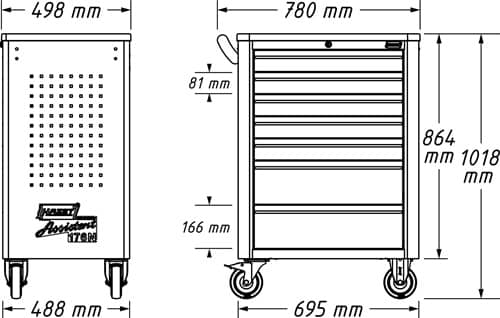 HAZET Wkz.wagen 176N-7/193 B498xT780xH1018mm 480kg 7 Schubl.HAZET
