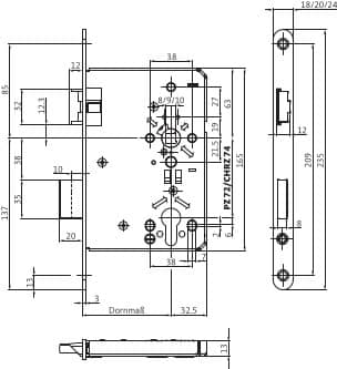 BKS Einsteckschloss (mechanisch) B-07150, F-Stulp, Edelstahl