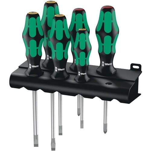 WERA Schraubendrehersatz 334/6 6-tlg.Schlitz/PH 2K-Griff Rundkl.WERA