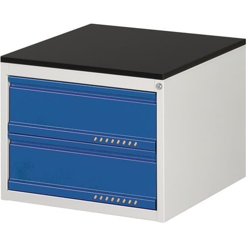 TECWERK Schubladenschrank BK 650 H460xB580xT650mm lichtgrau/blau 2Schubl.Einfach.TECWERK