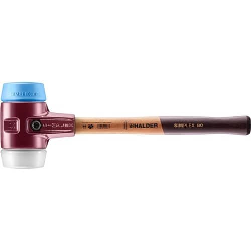 HALDER Schonhammer SIMPLEX L.490mm Kopf-D.80mm weich/mit.hart HO TPE-s.blau/Superp.weiß