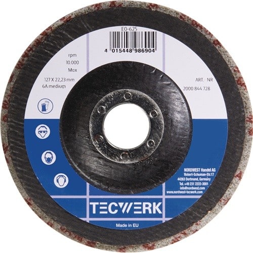 TECWERK Vlies-Kompaktscheibe BUF014 D.125mm Bohr.22,23mm m.Fiberglasrücken anth.TW