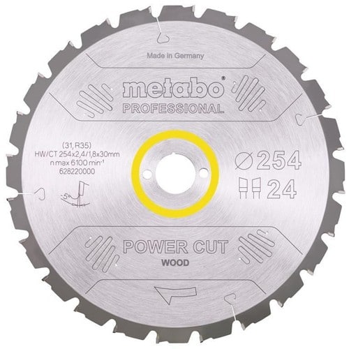 METABO Kreissägeblatt power cut wood professional D254xB2,4xBohrung30mm 24Z. WZ 5Gr.neg
