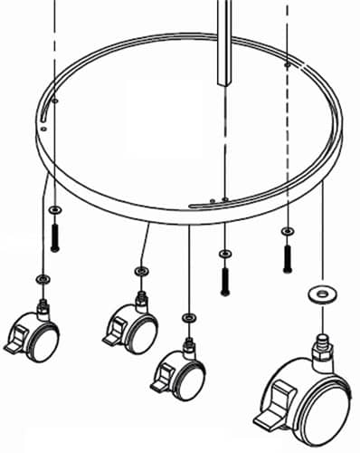 KERKMANN Rollensatz 4 Zwillings-Lenkrollen f.Vitrine H.1800mm