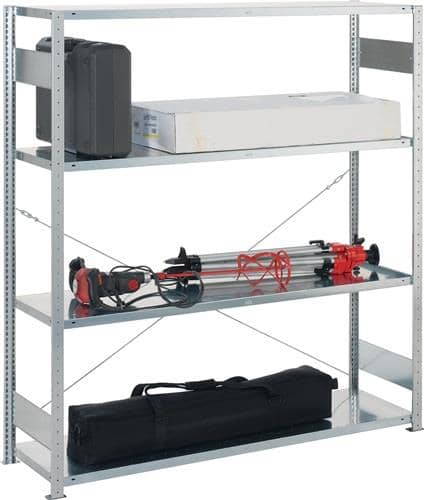 META Großfachsteckregal H2000xB1700xT500mm Grundregal 4 Stahl-Bd.verz.silber META