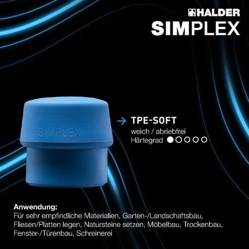 HALDER Schonhammerkopf SIMPLEX Kopf-Ø 50mm TPE-soft blau weich HALDER