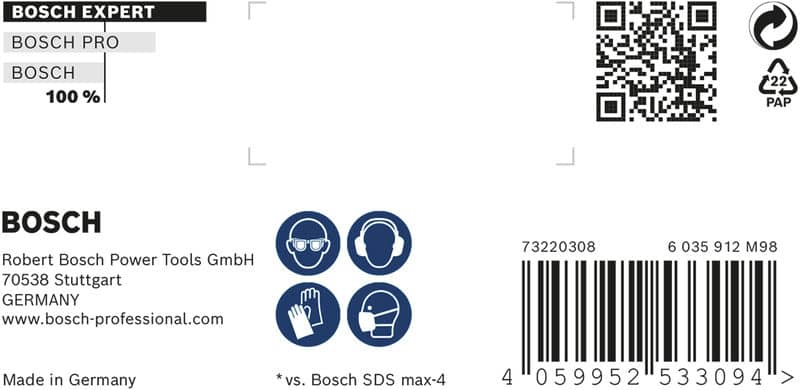 BOSCH EXPERT SDS max-8X Hammerbohrer, 22 x 600 x 720 mm. Für Bohrhämmer