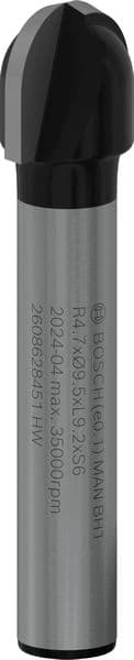BOSCH Hohlkehlfräser 6 mm, R1 4,7 mm, D 9,5 mm, L 9,2 mm, G 40 mm