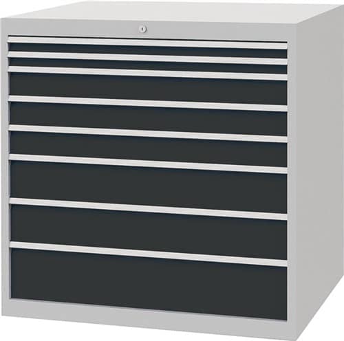 BEDRUNKA+HIRTH Schubladenschrank H1019xB1005xT736mm lichtgrau/grau 8 Schubl.Vollauszug Bedrunka