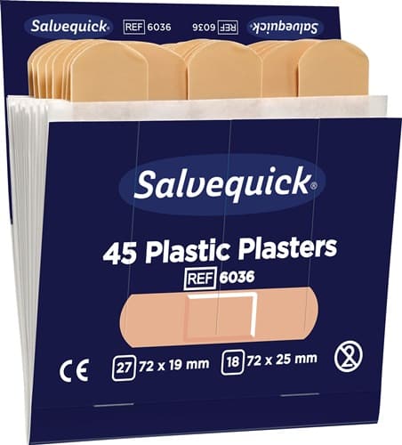 SALVEQUICK Pflasterstrips Salvequick wasserfest 6 Nachfüllpack je 45 St.SALVEQUICK