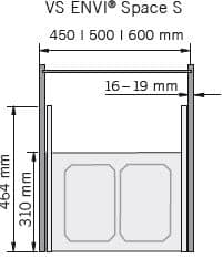 Abfalltrennsystem, ENVI-Space S, 600er, 2x15,5 l, lavagrau Vauth Sagel