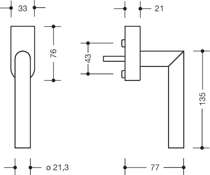 HEWI Fenstergriff absperrbar 162XAFGA.2K, Edelstahl, 162XAFGA.2K