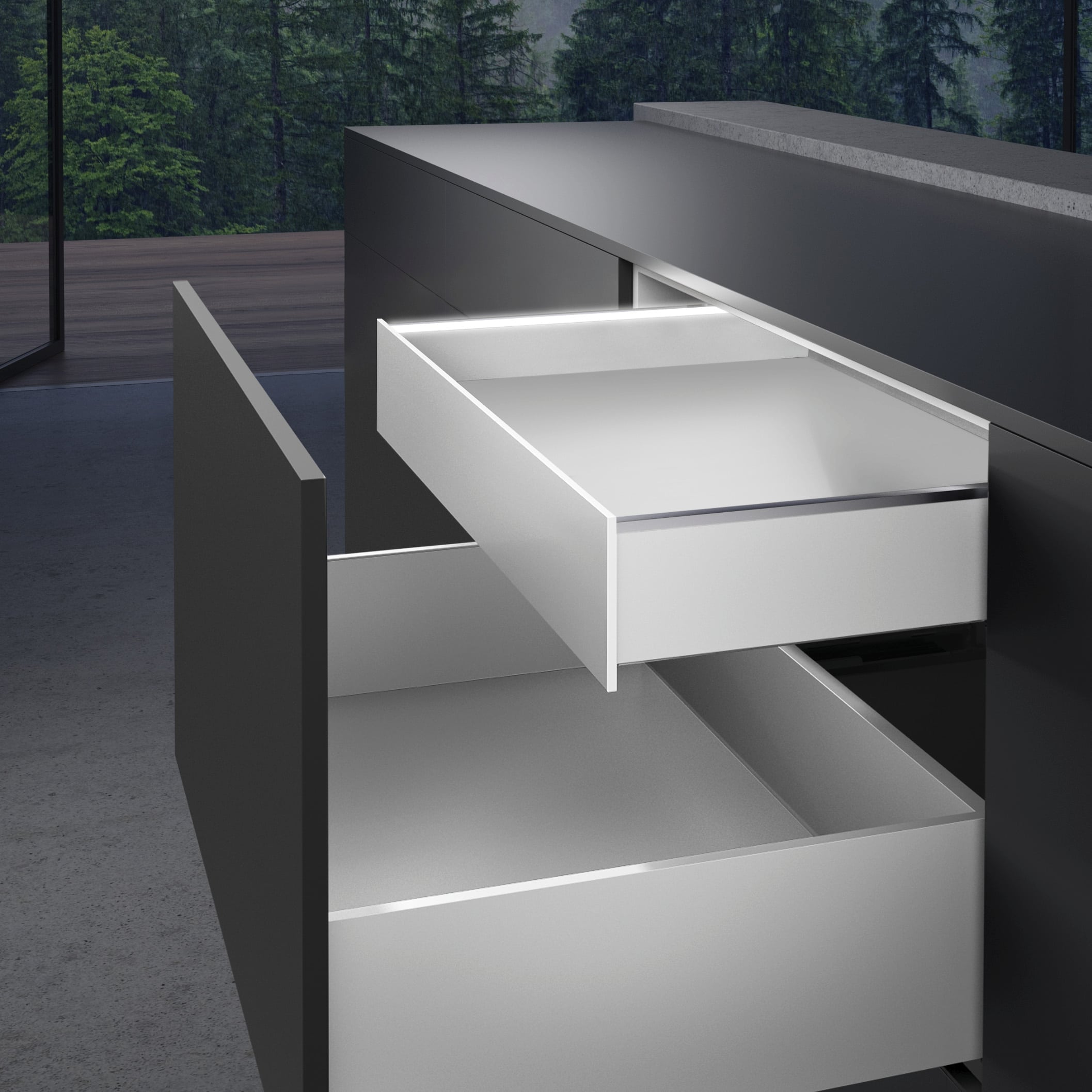 HETTICH AvanTech YOU Innenfront Profil zum Selbstablängen, Systemhöhe 187, weiß, Für Zarge mit Illumination, 9327207