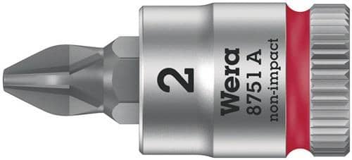 WERA Schraubendrehereinsatz 8751 A Phillips 1/4 Zoll Kreuzschlitz PH PH 2 L.28mm WERA