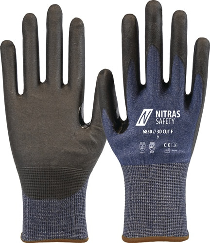 NITRAS Schnittschutzhandschuhe 3D CUT F Gr.8 marineblau/schwarz EN ISO 21420,EN 388