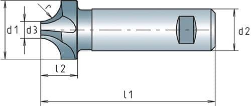 MAYKESTAG Viertelkreisprofilfräser DIN 6518B TypN R.10mm D.28mm HSS-Co Weldon