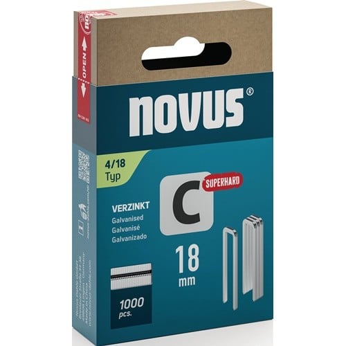 NOVUS Schmalrückenklammer C Typ 4 B.6mm Schenkel-L.18mm Draht-B.1,1mm 1000 St.NOVUS