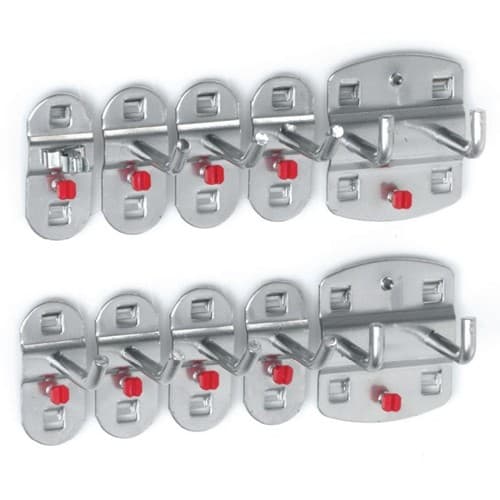 RASTERPLAN Werkzg.h.10-tlg.ku.-besch.7 Haken/2 Doppelhaken/1 Werkzeugklemme RASTERPLAN