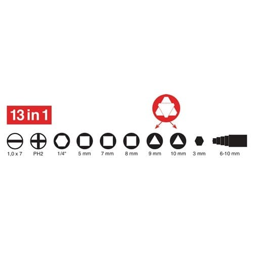SCHUEBO Schaltschrankschlüssel 820 M03 13 Funktionen m.Bitadapter SCHUEBO