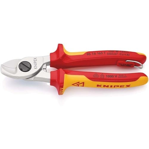 KNIPEX Kabelschere L.165mm Kopf verchr.VDE m.Öse Mehrkomp.-Hüllen Form 1 KNIPEX