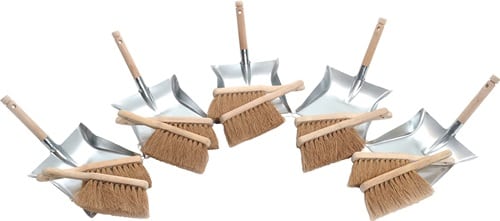 Kehrschaufelset m.Holzgr.10xKokoshandfeger 5xKehrschaufel