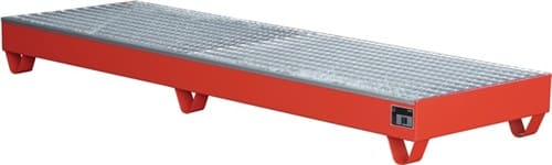 BAUER Auffangwanne feuerrot Auffangvol.222l L2400xB800xH250mm Stahlbl.m.Gitterrost