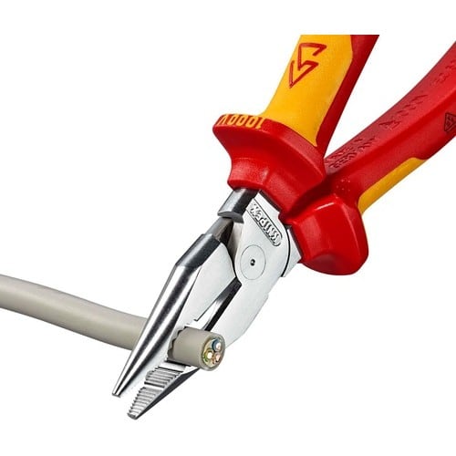 KNIPEX Spitzkombizange L.185mm pol.Mehrkomp.-Hülle verchr.VDE KNIPEX