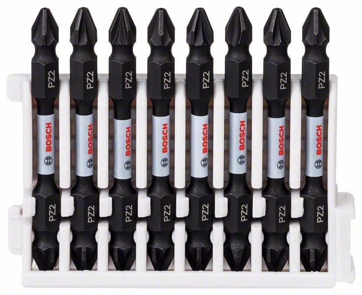 BOSCH Doppelklingen Schrauberbit-Set Impact Control, 8-teilig, PZ2-PZ2, 65 mm