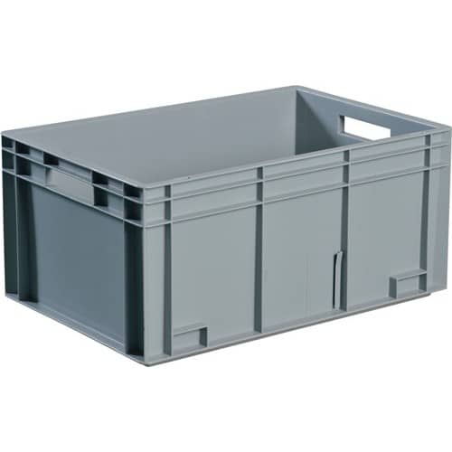 TECWERK Transportbehälter L600xB400xH420mm grau PP Durchfassgr.Seitenw.geschl.TECWERK