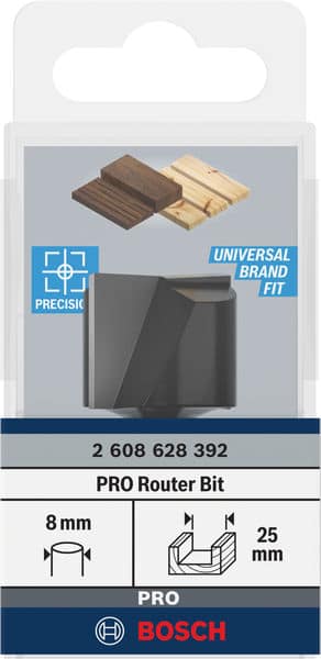 BOSCH Nutfräser Standard for Wood, 8 mm, D1 25 mm, L 20 mm, G 51 mm