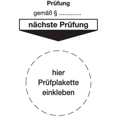 Grundplakette B80xL40mm Prüfung gemäß Paragraph Folie Btl. a 100 St.